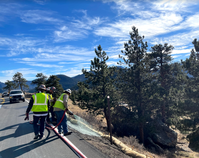 Fortress Development Team completing construction development in the Rocky Mountain National Park. They were prepping soil and hydroseeding for growth in the park.  